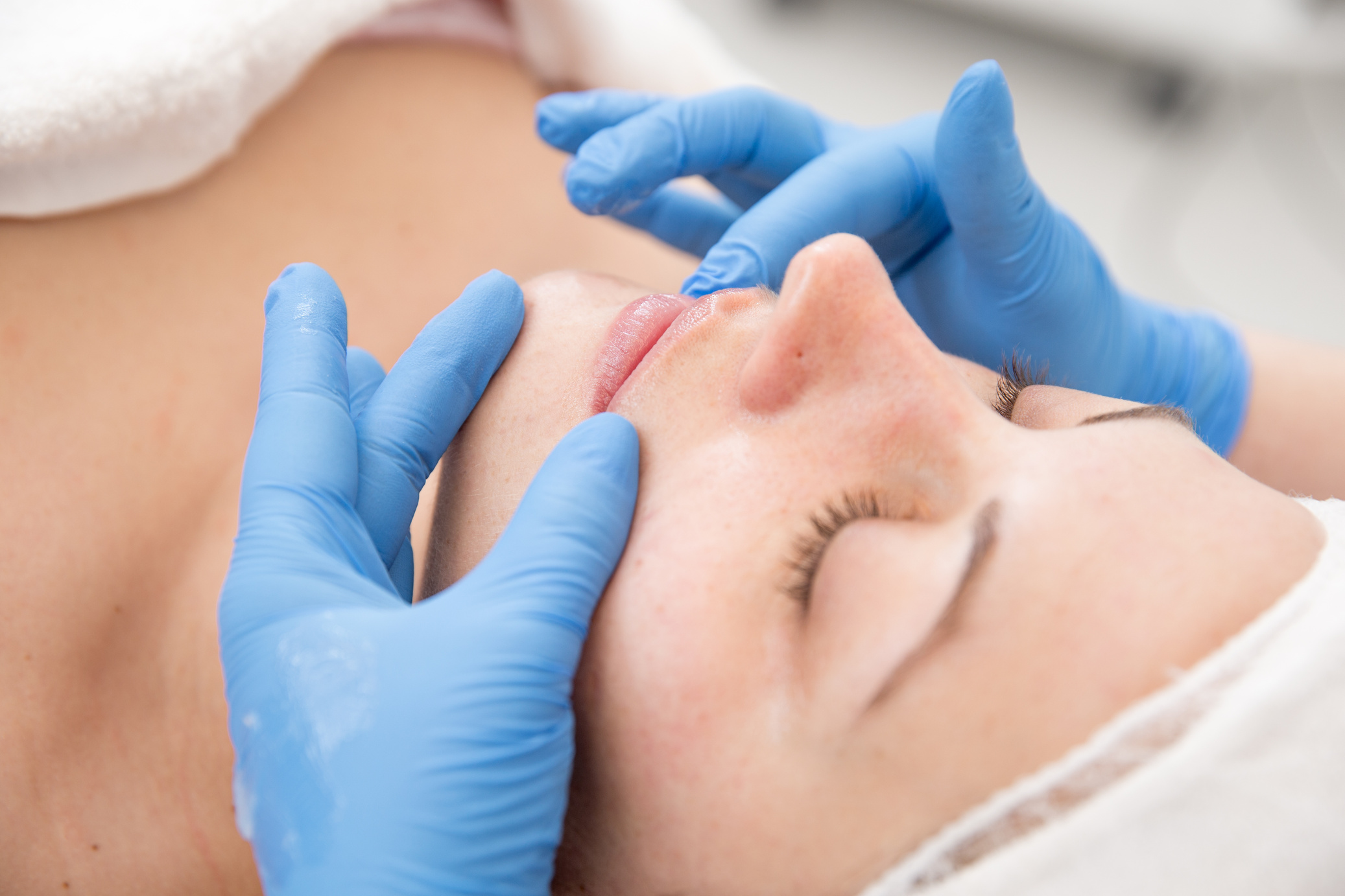 Adult Woman at Dermatology Skin Refreshing Treatment