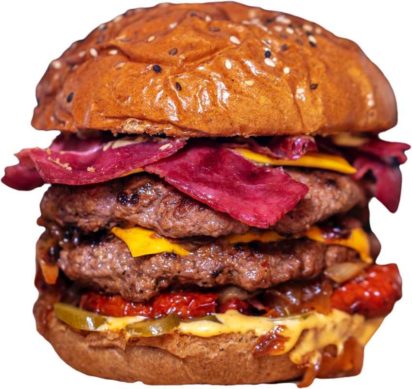 Hamburger with Patties, Tomato, Lettuce and Cheese