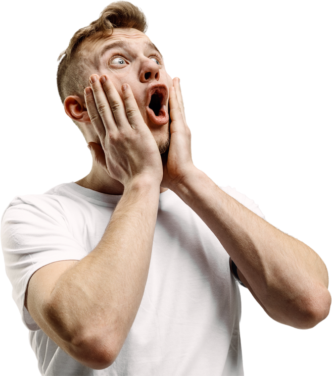 Man Shock Looking Up Portrait