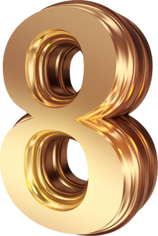 Creative gold 3d number rendering number 8
