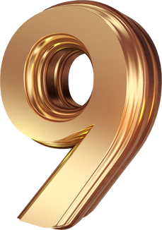 Creative gold 3d number rendering number 9