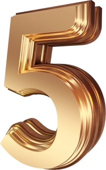 Creative gold 3d number rendering number 5