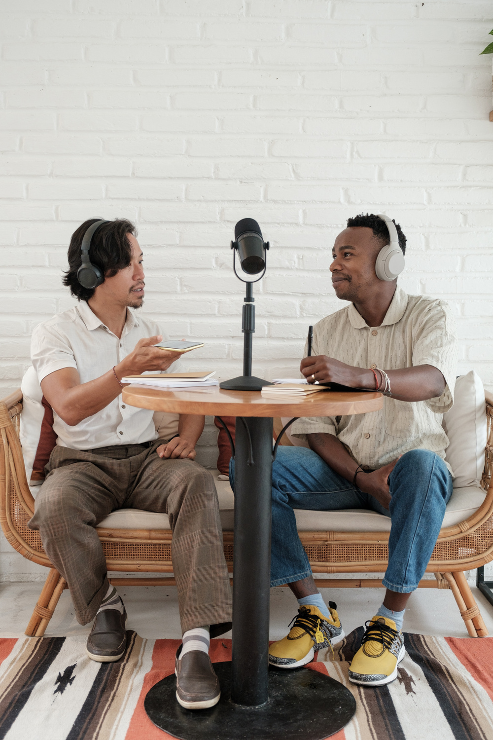 Two Diverse Men Doing Podcast